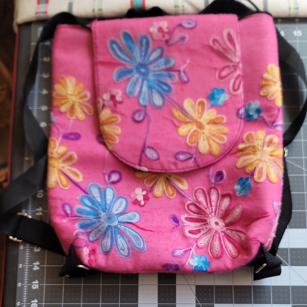 Floral Pink Backpack 100% Cotton